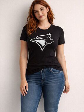 Toronto Blue Jays Official MLB Graphic T-Shirt Black Logo Tee Casual Fanwear